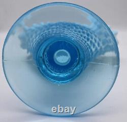 8 Fenton Ventilateur De Hobnail Vase Opalescent Bleu Art Bord Volant