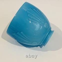 Abat-jour original en verre opalin bleu de style Art Déco