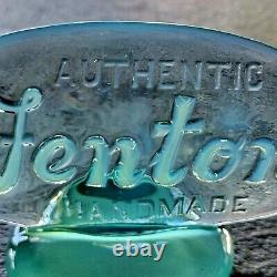 Affiche de logo en verre d'art aqua vert opalescent Fenton 5×2.5