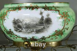 Ancien Art Nouveau Français Vases En Verre Opaline Décors Paysage