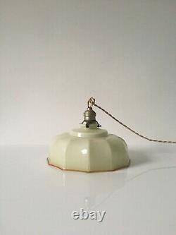 Années 1930 Italien Art Déco Opaline Off White Glass Ceiling Lamp Shade Light Vintage