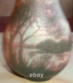 Antique Cameo Art Opalescent Glass Vase Signée Devez Ca. 1900's Rare
