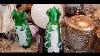 Antique Français Ou Anglais Iridescent Green Blown Main Émaillée Cameo Art Vases En Verre