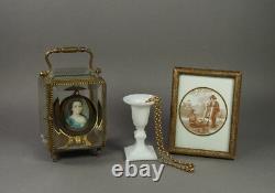 Antique French 19th Century Miniature White Opaline Glass Candlestick 1860