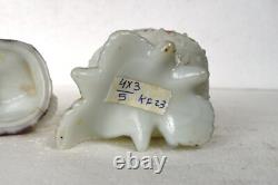 Antique French Vallerysthal Opaline verre de lait Escargot sur boîte à fraises décoratif