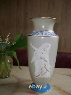 Antique HP Baccarat Opaline Glass Pair Of Portrait Vases 14 H Ca 1900