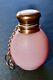 Antique Rare Rose Opaline Forme D'oeuf En Verre Parfumé Scent Chatelaine