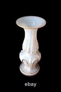 Antique Vase De Verre De Baccarat Français De Riz Opaline 1845-1870