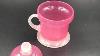Antique White U0026 Pink Opaline Cup Lidded En Verre Peut-être Français