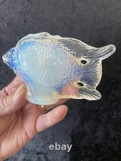 Art déco Poisson en verre opalescent français Jolivet 1925 Sabino