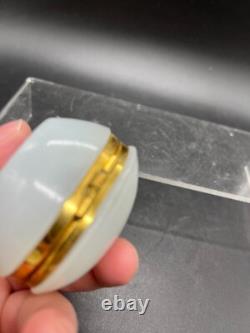 BOÎTE À BIJOUX EN VERRE OPALINE MURANO ITALIENNE PAR FRATELLI FERRO RARE