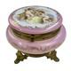 BoÎte À Poudre En Verre Opaline FranÇais Du 19e SiÈcle À Pied, Cherubins Excellente