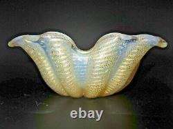Barovier Toso Carré Murano Cordonato D’oro 24k Gold Rope Opaline Art Glass Bowl
