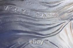 Belle rare plat en verre Art Déco opalescent Verlys des années 1930 en France
