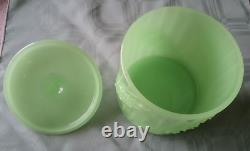 Biscuit en verre opalin jadeite vert Antique Art Déco Baccarat S. Reich