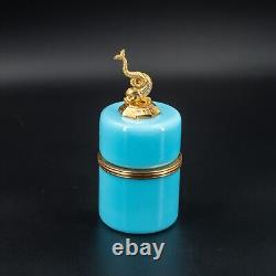 Boîte à bijoux en verre opalin bleu de Boom RUPEL belge antique