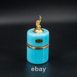 Boîte à bijoux en verre opalin bleu de Boom RUPEL belge antique