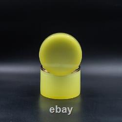 Boîte en verre opaline antique XL jaune Uranium Vaseline pour bijoux et bibelots en laiton doré