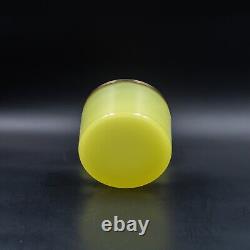 Boîte en verre opaline antique XL jaune Uranium Vaseline pour bijoux et bibelots en laiton doré