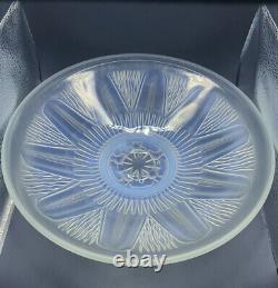 Bol central en verre d'art géométrique Opaline de France des années 1930 VINTAGE ART DÉCO