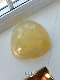 Bol en verre d'art bullecant opalescent jaune vintage de Murano C1960's A. Seguso