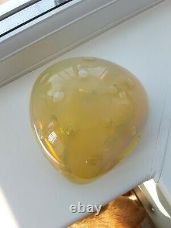 Bol en verre d'art bullecant opalescent jaune vintage de Murano C1960's A. Seguso