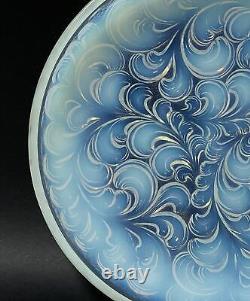 Bol en verre d'art opalescent Art Déco français avec des plumes de paon de l'époque Lalique Etling