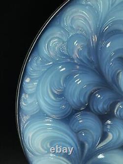 Bol en verre d'art opalescent Art Déco français avec des plumes de paon de l'époque Lalique Etling