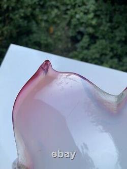 Bol en verre d'art vintage de Murano, Fratelli Toso, rose opalescent sfumato du milieu du siècle.