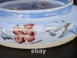 Bol vase en verre Daum Nancy, peinture en émail d'opaline, authentique art verrier de Galle 1890.