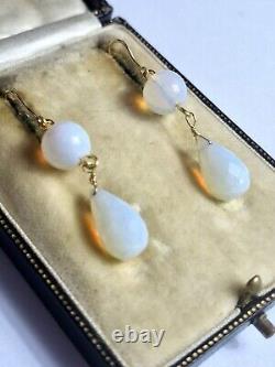 Boucles d'oreilles en cristal opalescent en pâte d'opale en or jaune 9CT style vintage