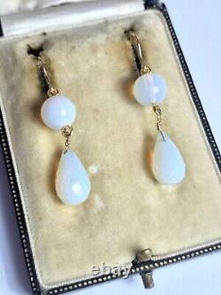 Boucles d'oreilles en cristal opalescent en pâte d'opale en or jaune 9CT style vintage