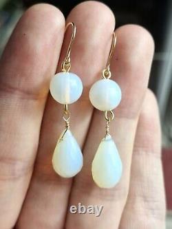 Boucles d'oreilles en cristal opalescent en pâte d'opale en or jaune 9CT style vintage