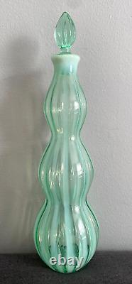 Bouteille à décanter en verre Fenton Art Glass New World Sea Mist Green Opalescent