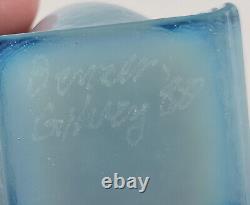 Bouteille de parfum en verre d'art opalescent bleu Benzer/Gilvey soufflé à la main de style vintage