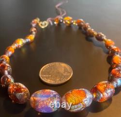 COLLIER OPALIN ANTIQUE 14 FAIT EN ALLEMAGNE VERRE ARTISANAL MURANO VÉNÉTIEN À PAILLETTES
