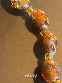 COLLIER OPALIN ANTIQUE 14 FAIT EN ALLEMAGNE VERRE ARTISANAL MURANO VÉNÉTIEN À PAILLETTES