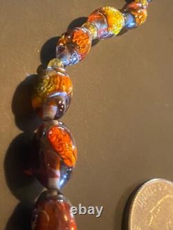 COLLIER OPALIN ANTIQUE 14 FAIT EN ALLEMAGNE VERRE ARTISANAL MURANO VÉNÉTIEN À PAILLETTES