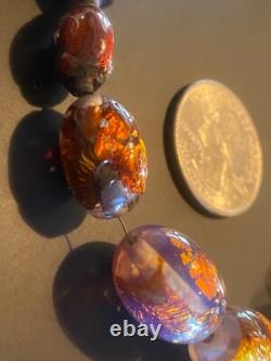 COLLIER OPALIN ANTIQUE 14 FAIT EN ALLEMAGNE VERRE ARTISANAL MURANO VÉNÉTIEN À PAILLETTES