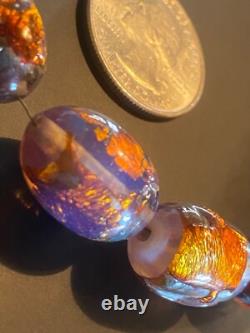 COLLIER OPALIN ANTIQUE 14 FAIT EN ALLEMAGNE VERRE ARTISANAL MURANO VÉNÉTIEN À PAILLETTES