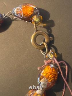 COLLIER OPALIN ANTIQUE 14 FAIT EN ALLEMAGNE VERRE ARTISANAL MURANO VÉNÉTIEN À PAILLETTES