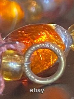 COLLIER OPALIN ANTIQUE 14 FAIT EN ALLEMAGNE VERRE ARTISANAL MURANO VÉNÉTIEN À PAILLETTES