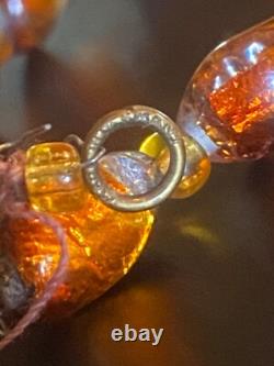 COLLIER OPALIN ANTIQUE 14 FAIT EN ALLEMAGNE VERRE ARTISANAL MURANO VÉNÉTIEN À PAILLETTES