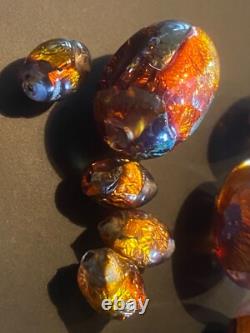 COLLIER OPALIN ANTIQUE 14 FAIT EN ALLEMAGNE VERRE ARTISANAL MURANO VÉNÉTIEN À PAILLETTES