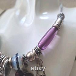 COLLIER RARE Collectible GDYS PARIS Charms en Argent Améthyste Verre Opaline