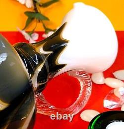 Carafe à poignée en verre opalin Pop Art Florence Murano Carlo Moretti Italie.