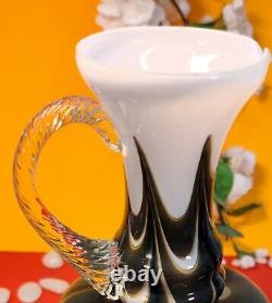Carafe à poignée en verre opalin Pop Art Florence Murano Carlo Moretti Italie.