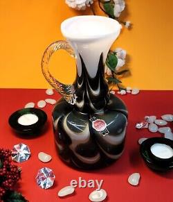 Carafe à poignée en verre opalin Pop Art Florence Murano Carlo Moretti Italie.