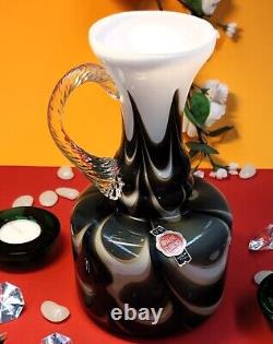 Carafe à poignée en verre opalin Pop Art Florence Murano Carlo Moretti Italie.