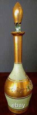 Carafe en verre artistique autrichien Studio FOMOSA 'Opaline-Mint Green avec 14K Spun+Gold